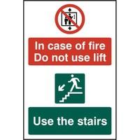 asec in case of fire do not use lift 200mm x 300mm pvc self adhesive s ...