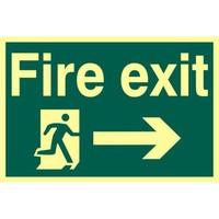 asec fire exit 200mm x 300mm pvc self adhesive photo luminescent sign