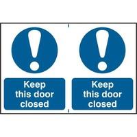asec keep this door closed 200mm x 300mm pvc self adhesive sign