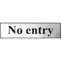 asec no entry 200mm x 50mm chrome self adhesive sign