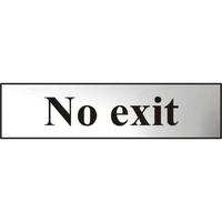 asec no exit 200mm x 50mm chrome self adhesive sign