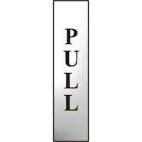 asec pull 200mm x 50mm chrome self adhesive sign