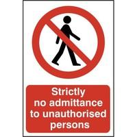 asec strictly no admittance to unauthorised persons 400mm x 600mm pvc  ...
