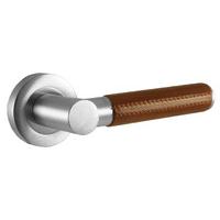 Ascot Tan Leather Chrome Lever on Rose Handles