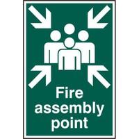 asec fire assembly point 200mm x 300mm pvc self adhesive sign