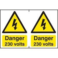 asec danger 230 volts 200mm x 300mm pvc self adhesive sign