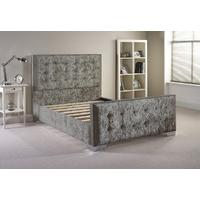 Aspire Deldale Velvet Bed Frame-Silver Velvet Fabric