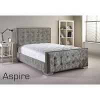 Aspire Deldale Velvet Bed and Mattress Set - Silver Velvet Fabric