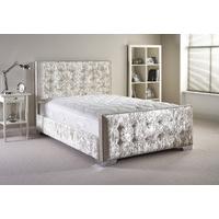 Aspire Deldale Velvet Bed and Mattress Set - Cream Velvet Fabric