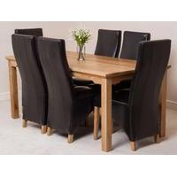 Aspen 180cm Solid Oak Dining Table & 6 Brown Lola Leather Dining Chairs