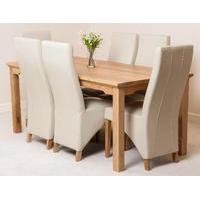 aspen 180cm solid oak dining table 6 ivory lola leather dining chairs