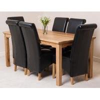 Aspen 180cm Solid Oak Dining Table & 6 Black Montana Leather Dining Chairs