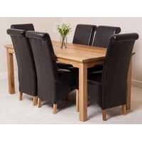 Aspen 180cm Solid Oak Dining Table & 6 Brown Montana Leather Dining Chairs