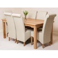 Aspen 180cm Solid Oak Dining Table & 6 Ivory Montana Leather Dining Chairs