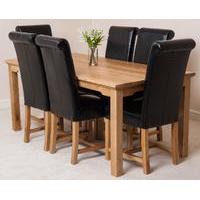 Aspen 180cm Solid Oak Dining Table & 6 Washington Black Leather Dining Chairs