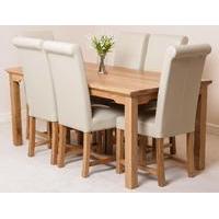 Aspen 180cm Solid Oak Dining Table & 6 Washington Ivory Leather Dining Chairs