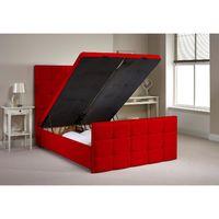 Aston Ottoman Divan Bed Frame Red Chenille Fabric Super King 6ft