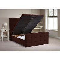 Aston Ottoman Divan Bed Frame Chocolate Chenille Fabric Double 4ft 6