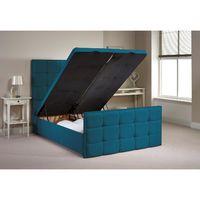 Aston Ottoman Divan Bed Frame Teal Chenille Fabric Single 3ft