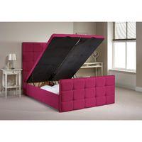 Aston Ottoman Divan Bed Frame Pink Chenille Fabric Super King 6ft