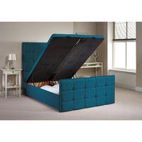 Aston Ottoman Divan Bed Frame Teal Chenille Fabric Double 4ft 6