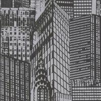 As Creation Cityscape Black & White Sky Scraper Buildings Metallic Wallpaper