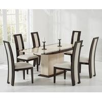 Assisi 180cm Cream Pedestal Marble Dining Table with Raphael Chairs