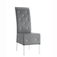 Asam Dining Chair In Grey Faux Leather With Chrome Base