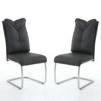 Aston Modern Dining Chair In Dark Grey Fabric In A Pair
