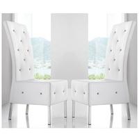 Asam Dining Chair In White Faux Leather in A Pair