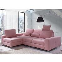 Astrid Modern Fabric Corner Sofa Bed In Pink With Storage