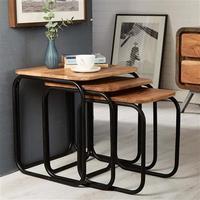 Aspen Nest of 3 Side Tables, Natural/Black