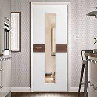 Asti White and Walnut Door - Clear Glass - Prefinished