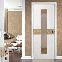 Asti White and Oak Door - Clear Glass - Prefinished