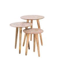 Asha Set of 3 Round Tables, Natural White