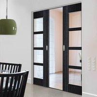 Ash Grey Zanzibar Syntesis Double Pocket Door - Prefinished with Clear Safety Glass