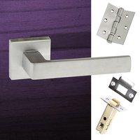 asti forme designer lever on minimal square rose satin chrome handle p ...