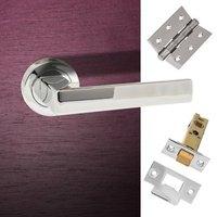 Asti Forme Designer Lever on Contempo Round Rose - Polished Chrome Handle Pack