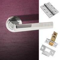 Asti Forme Designer Fire Lever on Contempo Round Rose - Polished Chrome Handle Pack