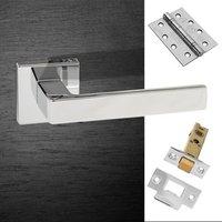 Asti Forme Designer Fire Lever on Minimal Square Rose - Polished Chrome Handle Pack