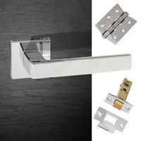 asti forme designer lever on minimal square rose polished chrome handl ...