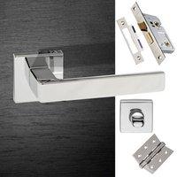 Asti Forme Designer Bathroom Lever on Minimal Square Rose - Polished Chrome Handle Pack