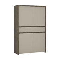 Aspen 4 Door 2 Drawer Cupboard with LED Lighting Riviera Oak with Warm Sand Fronts