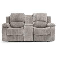 Asturias Fabric 2 Seater Recliner Sofa with Console Light Grey