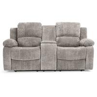 asturias fabric 2 seater recliner sofa with console light grey