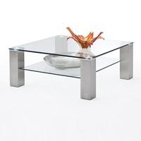 Aston Glass Coffee Table Square In Clear With Metal Legs