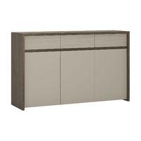 Aspen 3 Door 3 Drawer Sideboard with LED Lighting Riviera Oak with Warm Sand Fronts