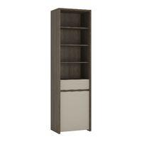 Aspen 1 Door 1 Drawer Bookcase Riviera Oak with Warm Sand Fronts