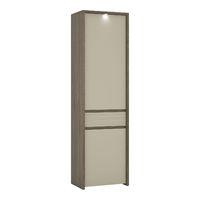 Aspen 2 Door 1 Drawer Tall Storage Cupboard with LED Lighting Riviera Oak with Warm Sand Fronts