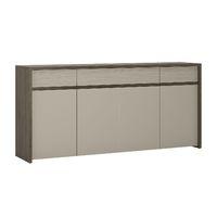 Aspen 4 Door 4 Drawer Sideboard with LED Lighting Riviera Oak with Warm Sand Fronts